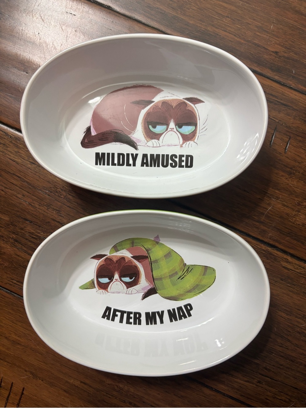 Two Grumpy Cat Ceramic Pet Bowls